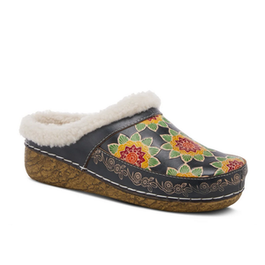 L'Artiste by Spring Step Teatime Slippers in Navy Multi - Women's